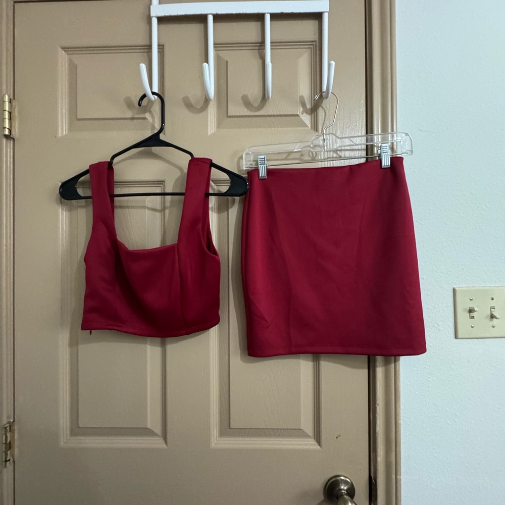 Stylish Red Two-Piece Set
